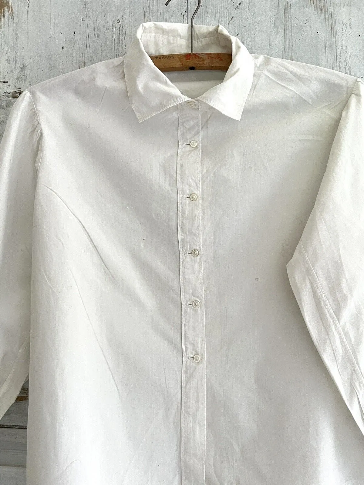 Vintage French woman WORK WEAR cotton BLOUSE c1930