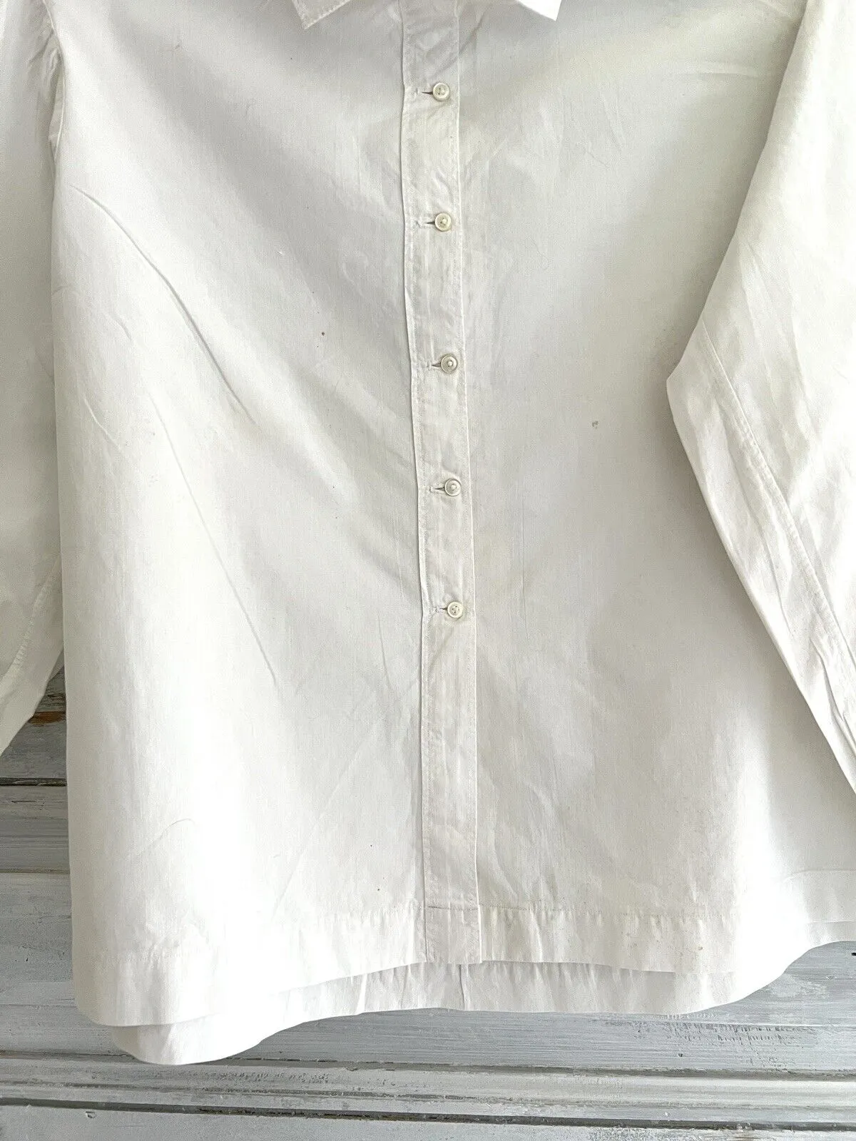 Vintage French woman WORK WEAR cotton BLOUSE c1930