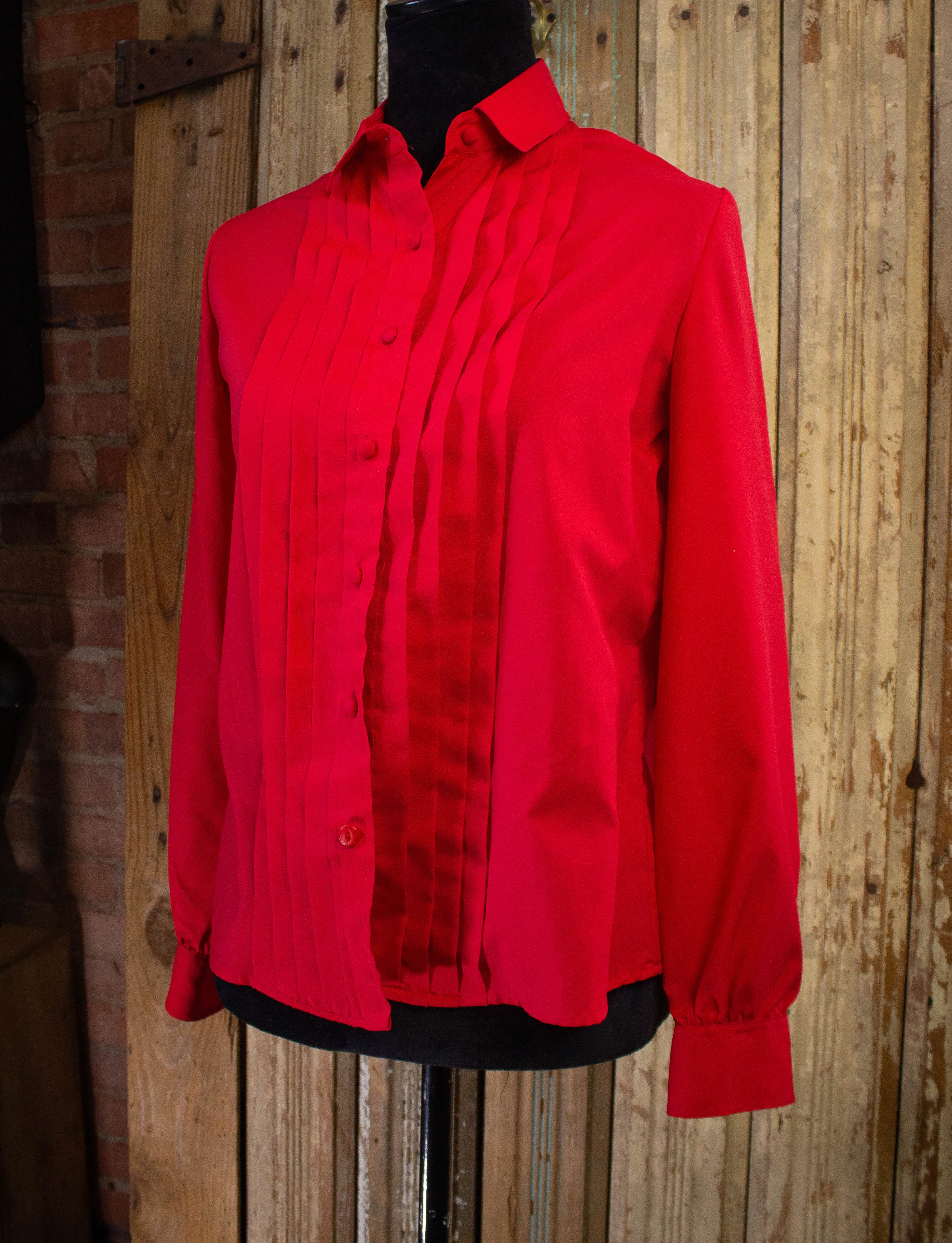 Vintage Josephine Red Button Down Deadstock Blouse 1990s M