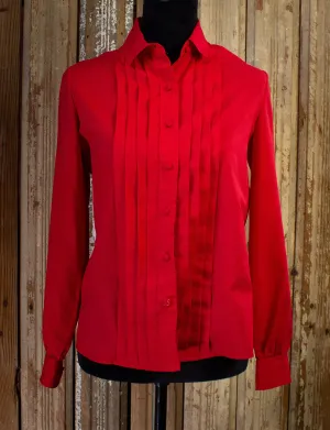 Vintage Josephine Red Button Down Deadstock Blouse 1990s M