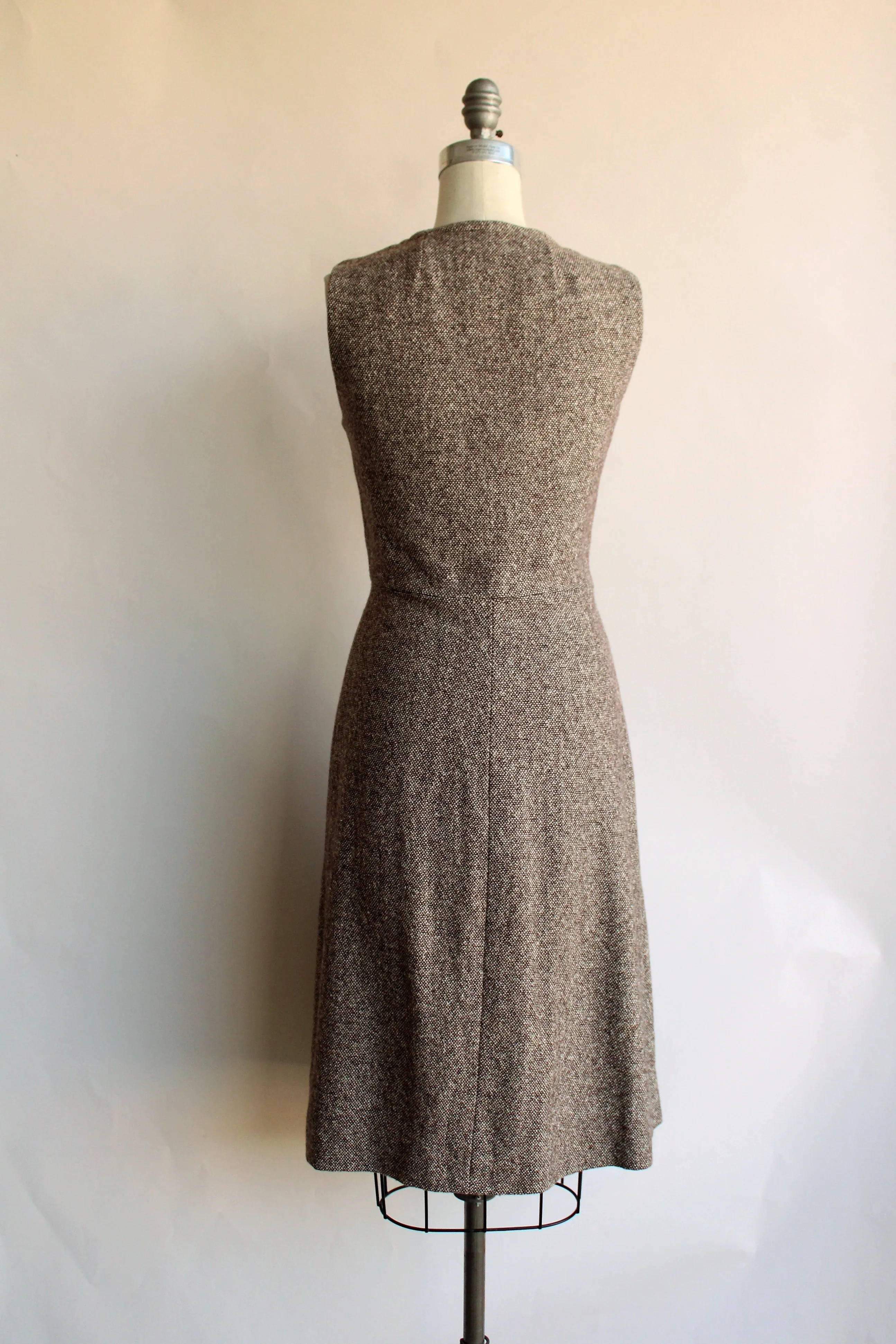 Vintage Late 1960s Brown Tweed Dress