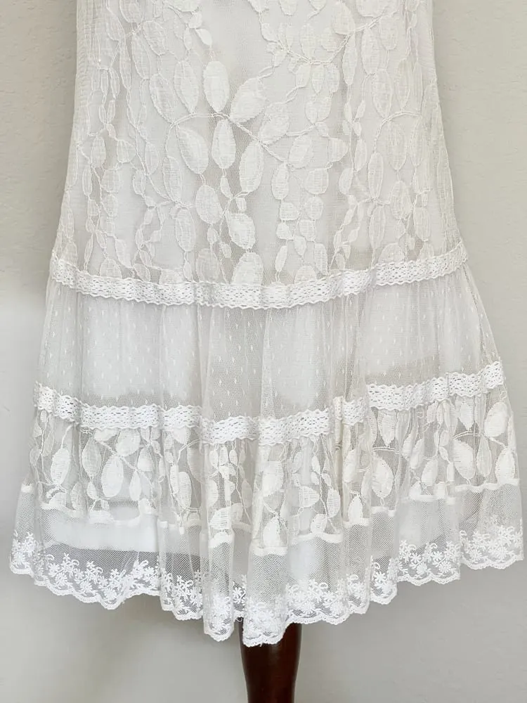 Vintage White Lace Fairy Tunic Mini Dress - Size S