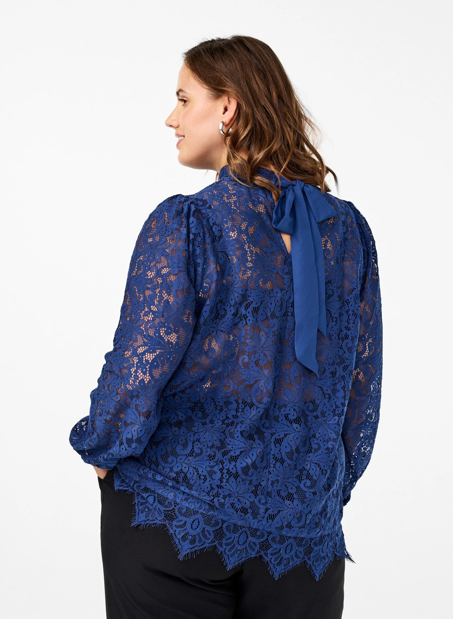 Zizzi Ginsita Lace Blouse in Blue