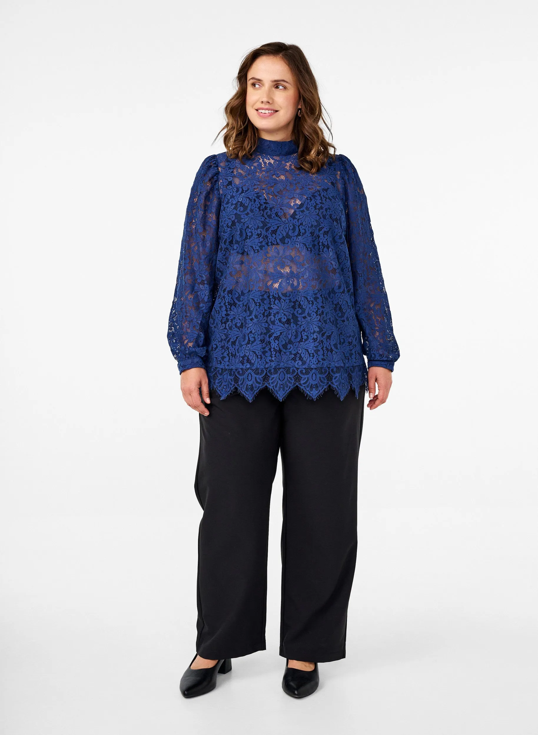 Zizzi Ginsita Lace Blouse in Blue